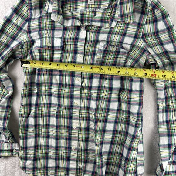 Vintage Old Navy Plaid Shirt Women’s Size Medium long Sleeve Green Button Up - Picture 4 of 5
